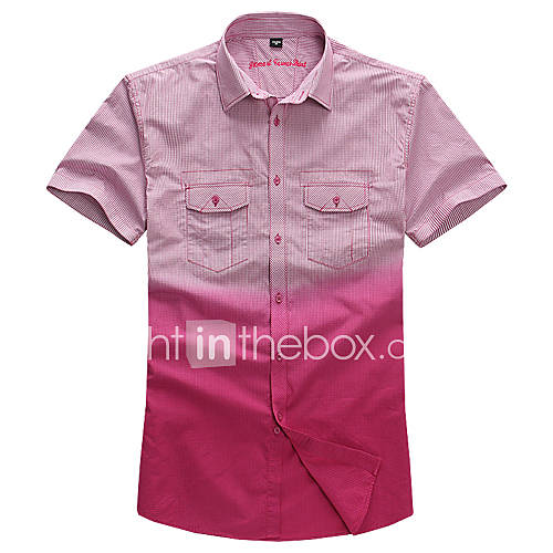 Mens Casual Ombre Short Sleeve Shirt 