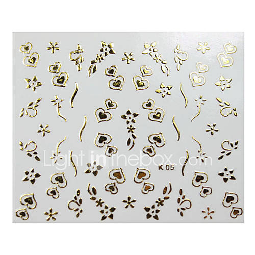 3PCS Mixed Pattern Metal Nail Art Stickers K Sery No.2