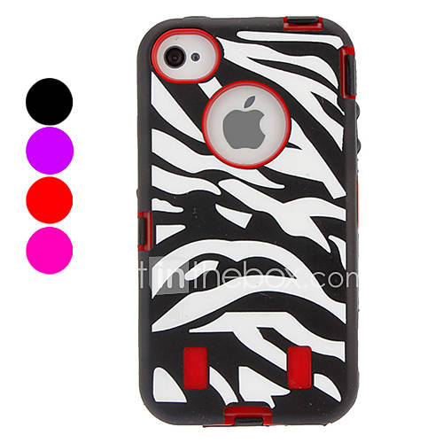 Defender Series Hybrid Protective Hard Case with Zebra Pattern Silicone Coat for iPhone 4/4S (Optional Colors)