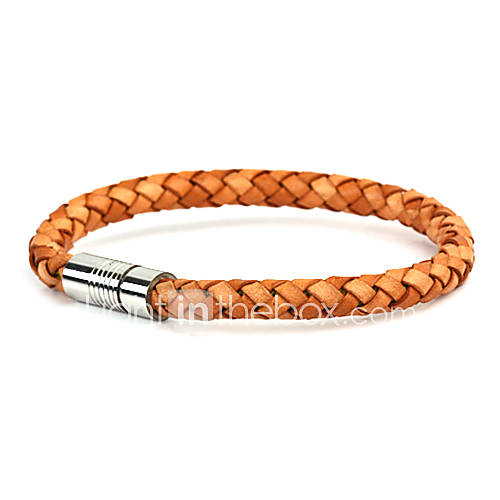 MenS Titanium Steel Magnet Cow Leather Weave Bracelet