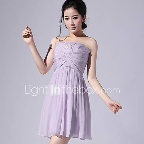 Womens Strapless Pleated Party Mini Dress