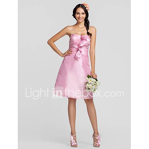 A line Princess Sweetheart Knee length Taffeta Bridesmaid Dress