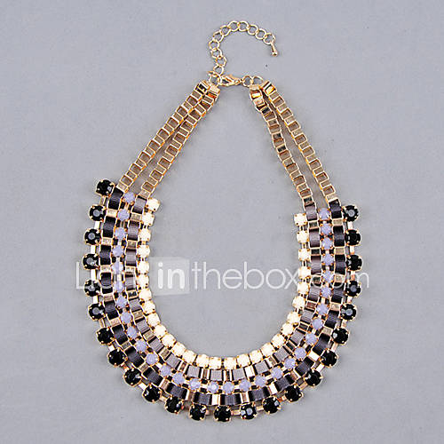 Multi Layers Resin Gem Beads Statement Bib Collar Necklace