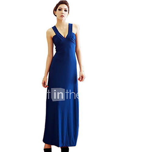 Womens V Neck Back Twist Cut Out Maxi Dress