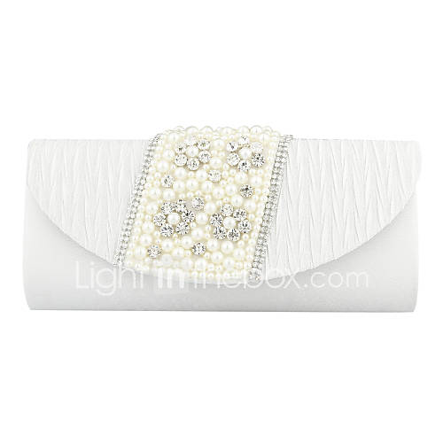 Fashion Satin With Waterproof Fabric And Rhinestone/Imitation Pearl Special Occasion Clutches/Shoulder Bag