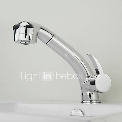 Contemporary Chrome Finish Multi Function Hot And Cold Basin Faucet with Pull Out Shower