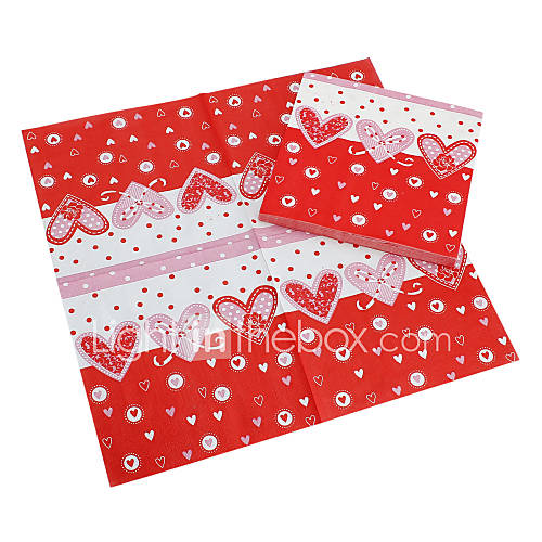 Beverage Napkins   Red Hearts (Set of 20)