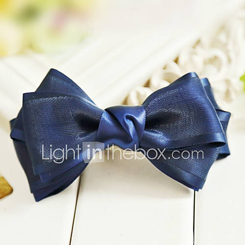 Elegant Navy 11.5cm Satin Bow Classic Lolita Barrette