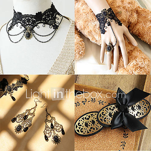 Retro Black Lace Classic Lolita Accessories Set