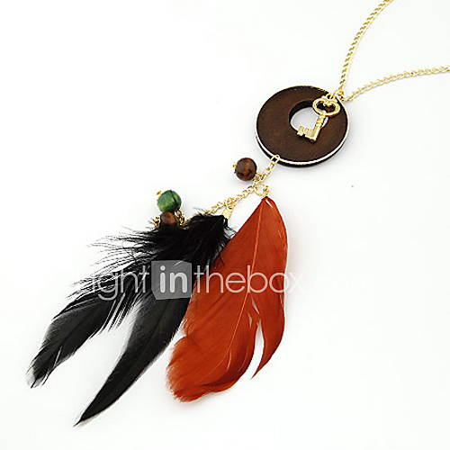 Fashion Alloy With Beads Feather Womens Necklace