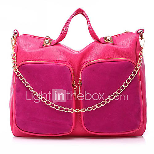 Fashion Dual Pocket Dull Polish Chain Tote