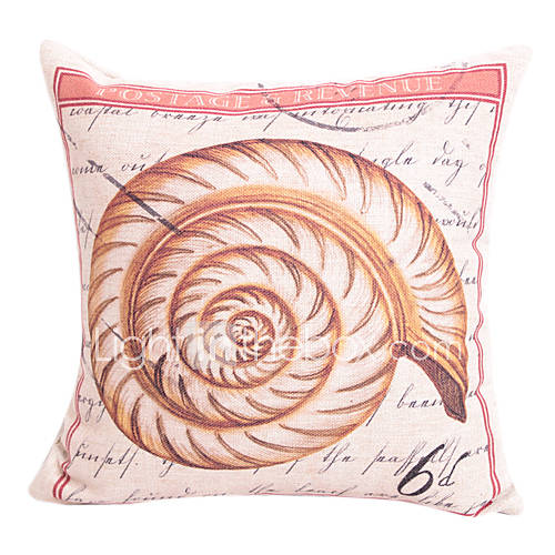 18 Square Sea Conch Cotton/Linen Decorative Pillow Cover