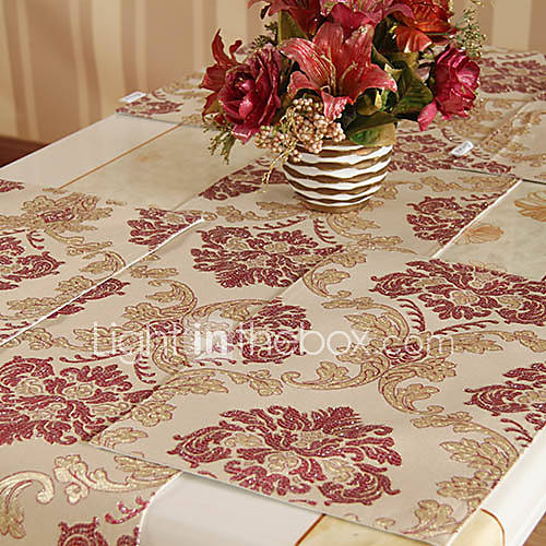 Set of 4 European Style Red and Golden Floral Placemats