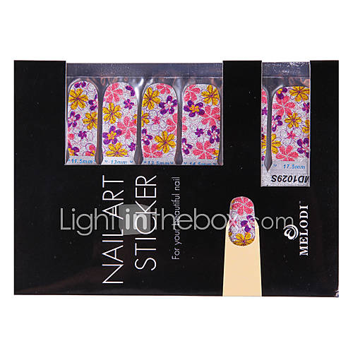 14PCS Nail Art Stickers Pure Color Glitter Powder Series Colorful Flowers