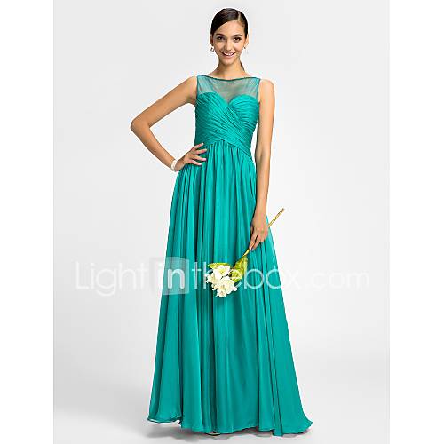 Lanting Bride® Floor-length Chiffon / Tulle Bridesmaid Dress - Sheath ...