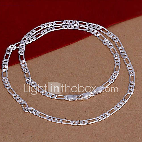Unisex 4MM Figaro Chain Silver Necklace