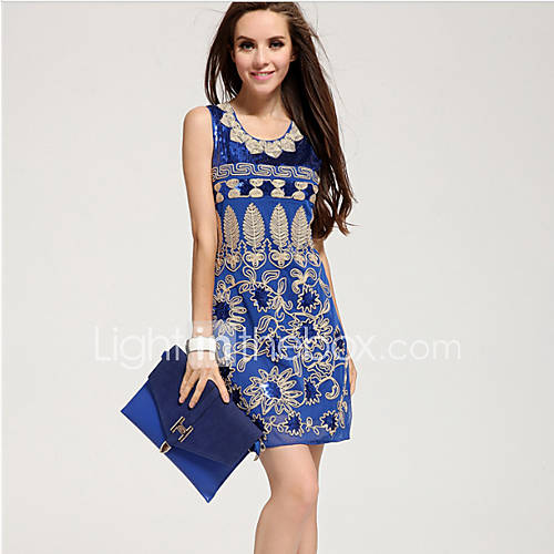 TS Luxurious Floral Print Sequin Mesh Sheath Formal Party Dress