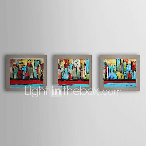 Hand Painted Oil Painting Abstract on Linen Canvaswith Stretched Frame Set of 3 1309 AB0900