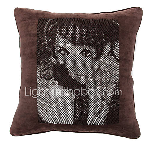 18 Square Sexy Girl Pattern Cut Velvet Decorative Pillow Cover