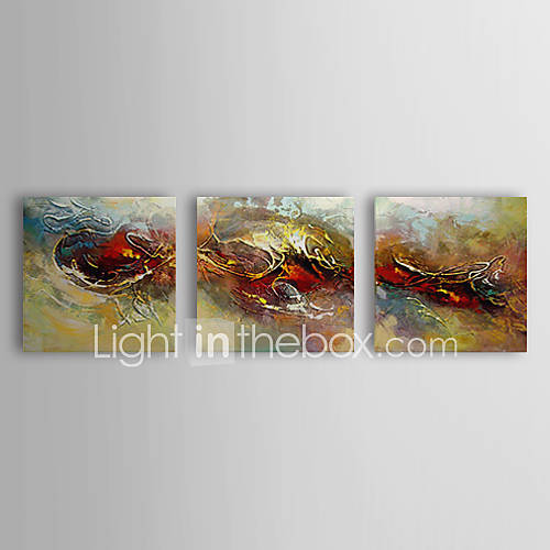 Hand Painted Oil Painting Abstract with Stretched Frame Set of 3 1309 AB0873