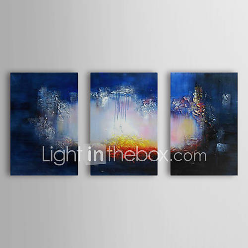 Hand Painted Oil Painting Abstract Heavy Hole with Stretched Frame Set of 3 1309 AB0876