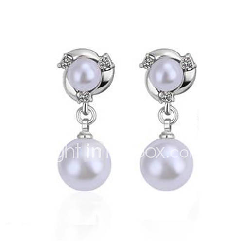 Fashion Tin Alloy (Rose GoldPlatinum Plated) With Rhinestone Pearl Clip Earrings