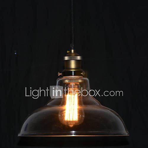 North American Style Bronze 1 Light Pendant In Transparent Shade