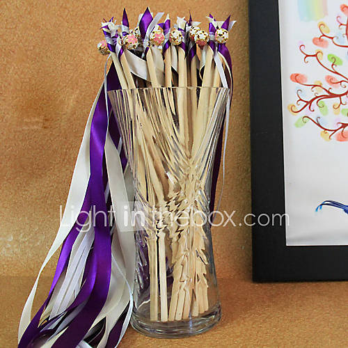 Purple Wedding Ribbon Wand  (Set of 10)