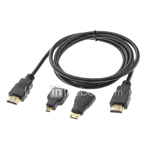 High Speed Cable with HDMI, Mini HDMI,Micro HDMI In 1.5 Meter