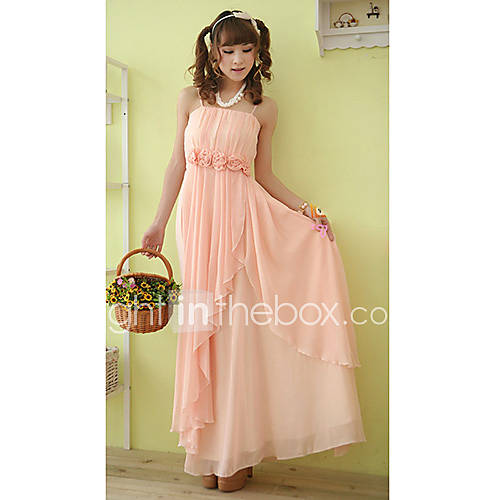 Womens Strap Chiffon Floral Maxi Dress