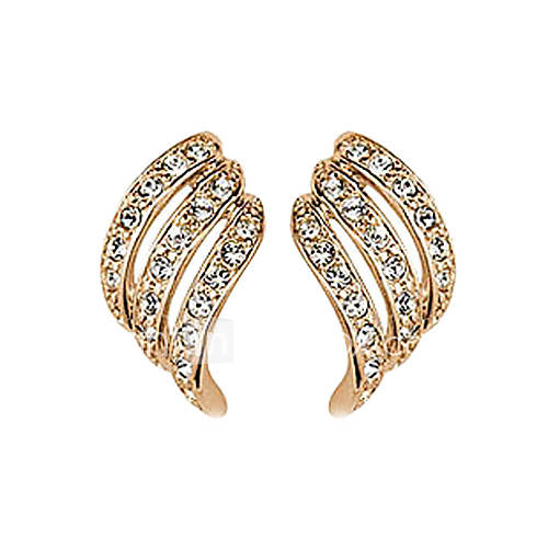 Rigant 18K RGP Alloy White Crystal Accented Clip Earrings (Gold)