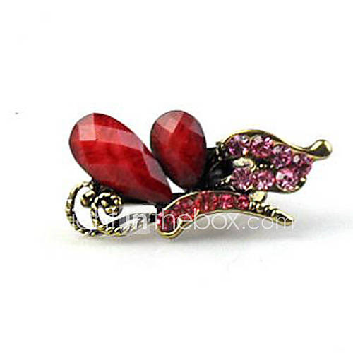 Red Alloy Barrette With Rhinestone For Casual Occasion