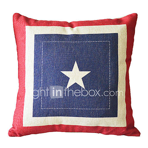 18 Square Elegant Star Cotton/Linen Decorative Pillow Cover