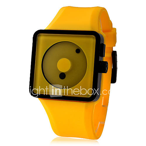 Unisex Creative Two Dot Dial Silicone Band Quartz Analog Wrist Watch (Yellow)