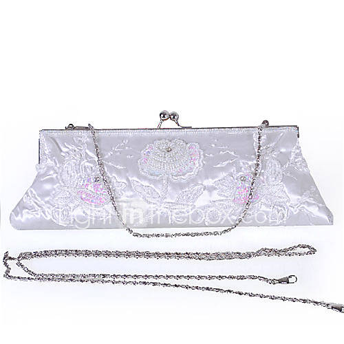 Fashion Floral Pattern Embroidery White Clutch(Lining Color On Random)