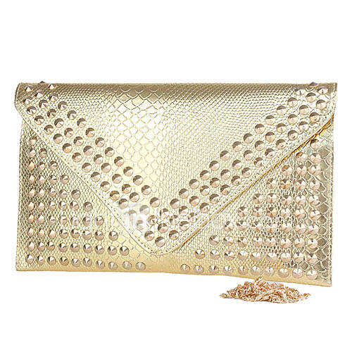 Elegant Leatherette with Rivet Special Occasion Evening Handbag/Clutches(More Colors)