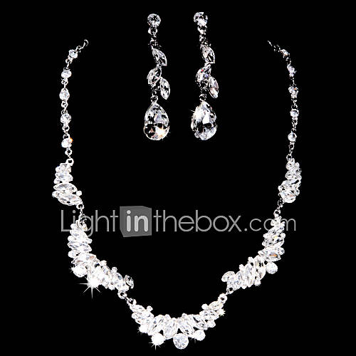 Gorgeous Alloy Silver Plated With Clear ZirconRhinestone Wedding Bridal Jewelry Set(Including Necklace,Earrings)