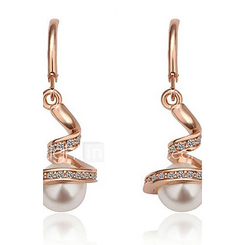 Elegant Alloy With Pearl Crystal Twisted Earrings