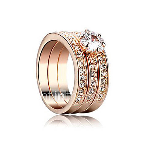 Fashion Alloy 18K Gold Plated With Crystal Ring