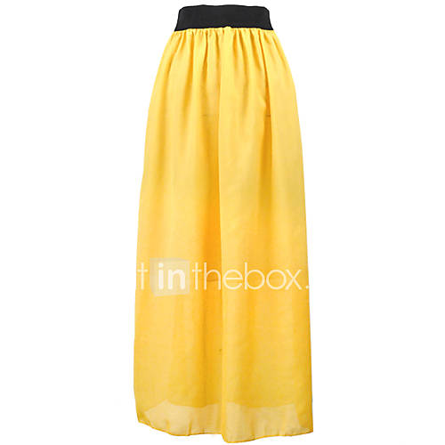 Womens Loose Fit Solid Color Maxi Skirt