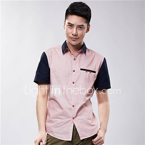 MenS Casual Stitching Short Sleeve Shirt