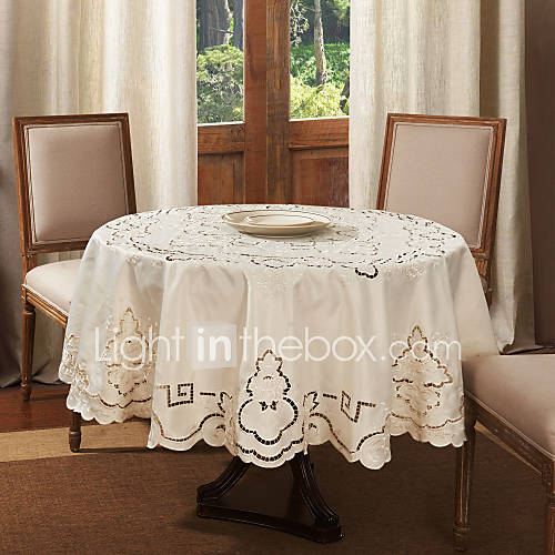 Round Embroidery Polyester Table Cloth