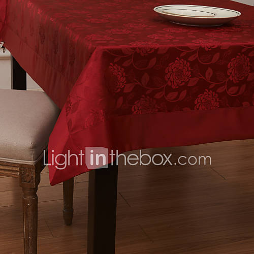 Red Rose Jacquard Waterproof Table Cloth