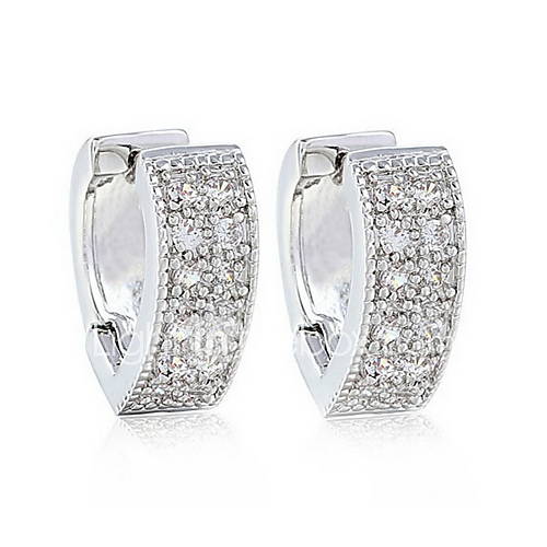 Charming Copper Platinum Plated With Cubic Zirconia Wonmens Earrings