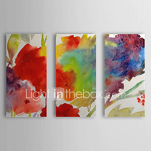 Hand Painted Oil Painting Abstract Rainbow Flower with Stretched Frame Set of 3 1308 AB0717