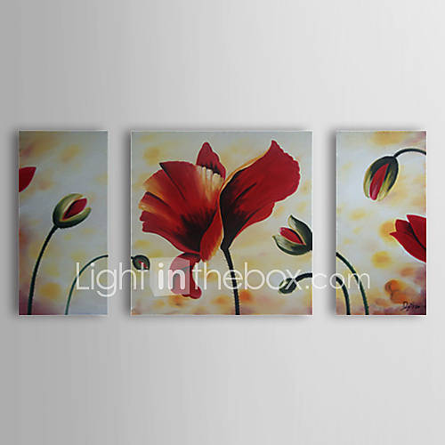 Hand Painted Oil Painting Floral Spring with Stretched Frame Set of 3 1309C FL0854