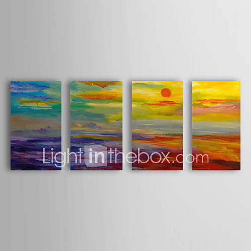 Hand Painted Oil Painting Abstract Sea with Stretched Frame Set of 4 1309 AB0881