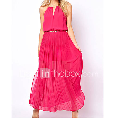 Womens Chiffon Gold Chain Maxi Dress