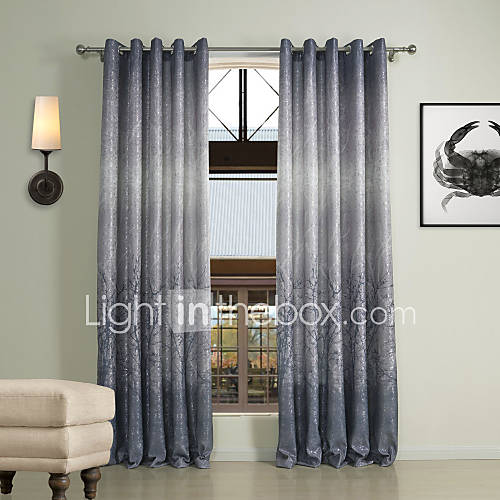 (One Pair) Casual Print Chenille Energy Saving Curtain