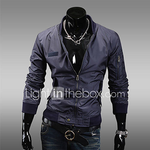 Mens stand collar thin pure color jacket